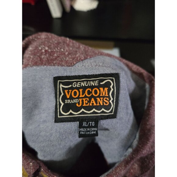 Volcom Mens Maroon Marls Long Sleeve Button Shirt Size XL Fall Winter Casual - Picture 7 of 13